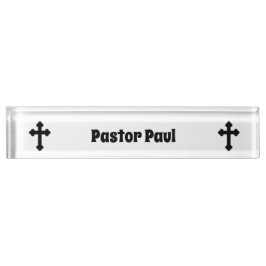 Christelijke Cross Custom Pastor Naambordje