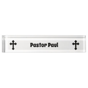 Christelijke Cross Custom Pastor Naambordje
