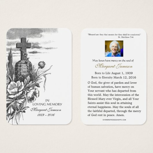 Christelijke Cross Funeral Memorial Heilige Kaart  (Voorkant /achterkant)