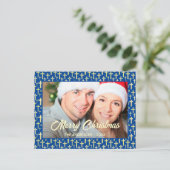 Christelijke Cross-legant Script Navy Blue Kerstmi Feestdagenkaart (Staand voorkant)