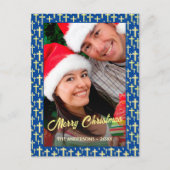 Christelijke Cross-legant Script Navy Blue Kerstmi Feestdagenkaart (Voorkant)