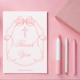 Christelijke Cross Pink Bow Ribbon bevestiging Bedankkaart