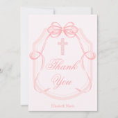 Christelijke Cross Pink Bow Ribbon bevestiging Bedankkaart (Voorkant)