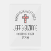 Christelijke Cross Religieuze Trouwdatum Acryl Bord (Voorkant)
