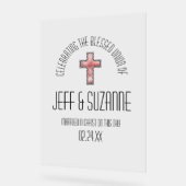 Christelijke Cross Religieuze Trouwdatum Acryl Bord (Hoek)