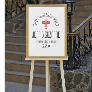 Christelijke Cross Religieuze Trouwdatum Acryl Bord