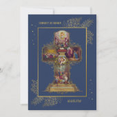 Christelijke Cross Resurrection Familiefoto Pasen Feestdagenkaart (Voorkant)