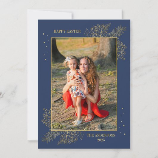 Christelijke Cross Resurrection Familiefoto Pasen Feestdagenkaart (Achterkant)