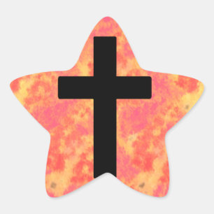 Christelijke Cross Stickers Sunrise Kleur Achtergr