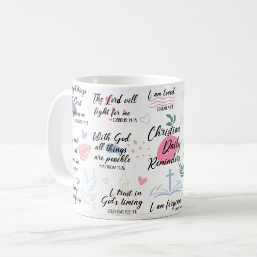 Christelijke dagelijkse herinneringen koffiemok (Voorkant links)