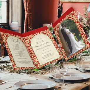 Christelijke Damask Wedding Bourgogne Rood & Crème