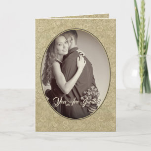 Christelijke Damask Wedding Invitation Cream/Tan