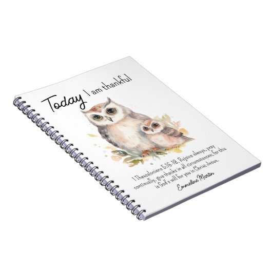 Christelijke dankbaarheid Bijbel Verse Uilen Notitieboek (Rechterzijde)