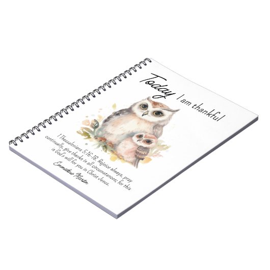 Christelijke dankbaarheid Bijbel Verse Uilen Notitieboek (Linkerzijde)