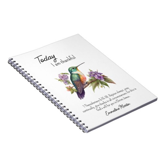 Christelijke Dankbaarheid Bijbelvers kolibrie Notitieboek (Rechterzijde)