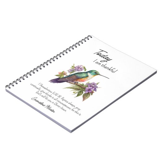 Christelijke Dankbaarheid Bijbelvers kolibrie Notitieboek (Linkerzijde)