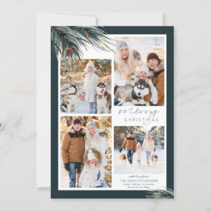 Christelijke dennenfoto Kerststall Tekst op achter Feestdagenkaart