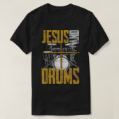 Christelijke Devo Drummer Jesus en drums Jesus T-shirt (Design voorkant)