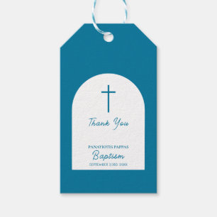Christelijke Doop Doopfeest Jongen Blauwe Boog Cadeaulabel