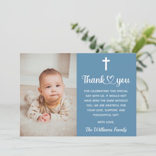 Christelijke Doop Doopsel Communie Religieus Bedankkaart (Staand voorkant)