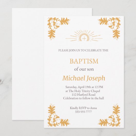 CHRISTELIJKE DOOPUITNODIGING KAART (Voorkant / Achterkant)