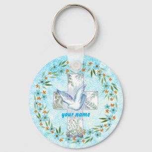 Christelijke Dove Cross sleutelhanger