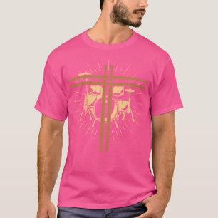 Christelijke drummer drummen kruisen aan religie t-shirt
