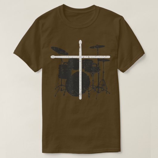 Christelijke drummer Jezus Christus Drum Kruis T-shirt (Design voorkant)