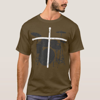 Christelijke drummer Jezus Christus Drum Kruis T-shirt
