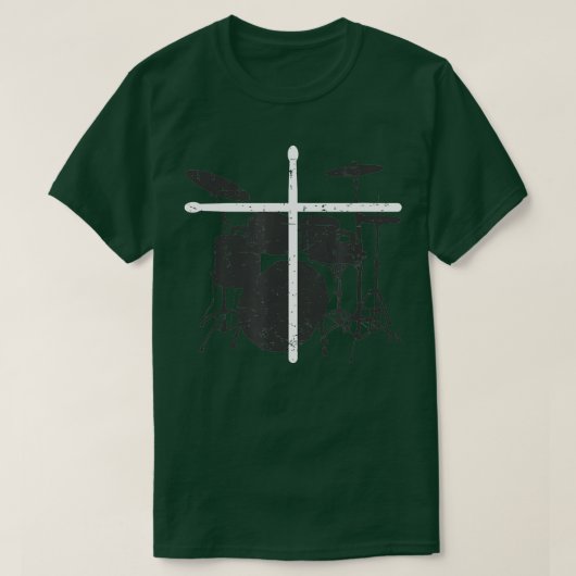Christelijke drummer Jezus Christus Drum Kruis T-shirt (Design voorkant)
