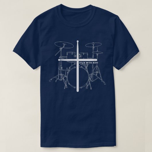 Christelijke drummer zet Jezus Christus Drum Sti t T-shirt (Design voorkant)