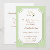 Christelijke duif, groene uitnodiging (Voorkant / Achterkant)