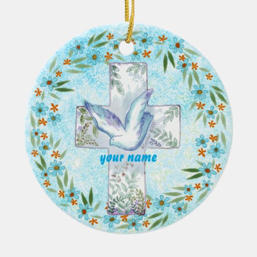 Christelijke Duif Kruis ornament (Voorkant)