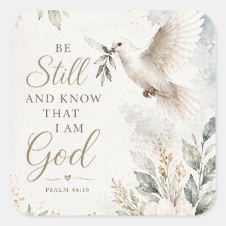 Christelijke Duif Sticker – Wees stil en weet Psal