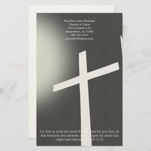 Christelijke dwarsbalk op zwart briefpapier (Voorkant / Achterkant)