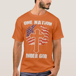 Christelijke één natie onder God kruis over de Ame T-shirt