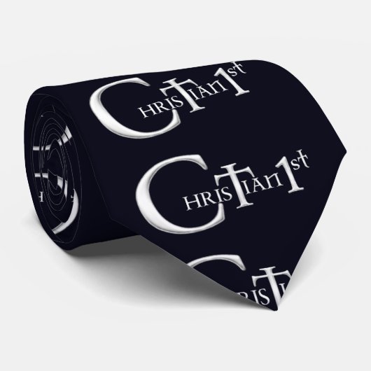 Christelijke eerste. Marine Blauw Stropdas (Opgerold)