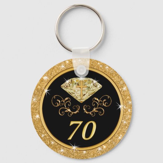 Christelijke Elegant Cheap 70th Birthday Party Fav Sleutelhanger (Voorkant)