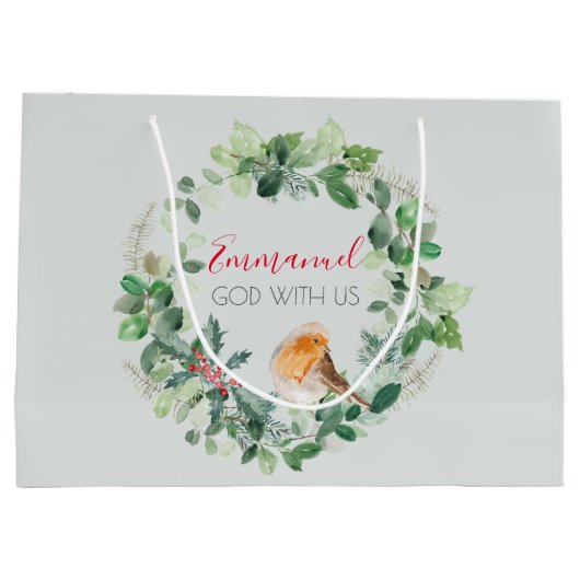 Christelijke Elegant Waterverf kerstmis Groot Cadeauzakje (Achterkant)
