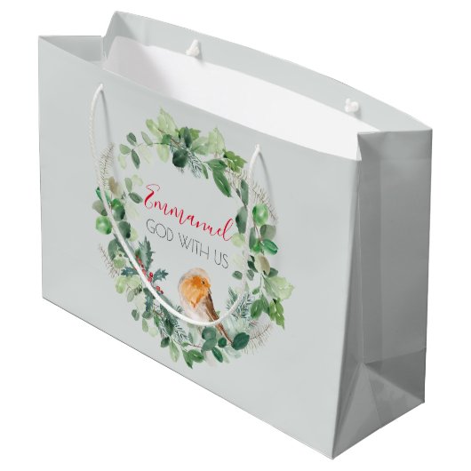 Christelijke Elegant Waterverf kerstmis Groot Cadeauzakje (Achterkant Gekanteld)