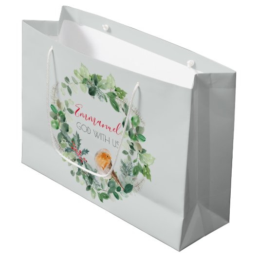 Christelijke Elegant Waterverf kerstmis Groot Cadeauzakje (Voorkant Gekanteld)