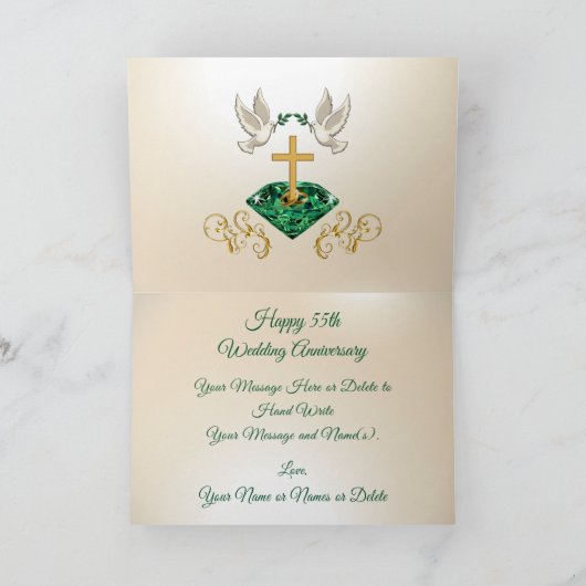 Christelijke, Emerald Wedding Jubileum Kaarten (Binnen)