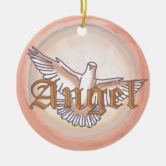 Christelijke engel duif keramisch ornament (Voorkant)