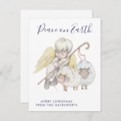 Christelijke engel herder met schapen vrede op aar feestdagenkaart (Voorkant / Achterkant)