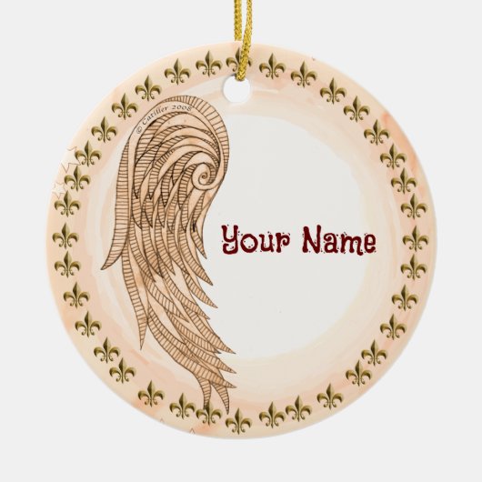 Christelijke engel met één vleugel keramisch ornament (Voorkant)
