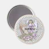 Christelijke engel met rozenkrans bidend magneet (Voorkant / Achterkant)