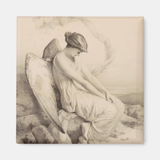 Christelijke engel zittend op een steen magneet (Voorkant)