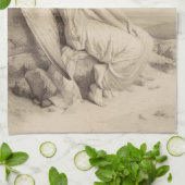 Christelijke engel zittend op een steen theedoek (Gevouwen)