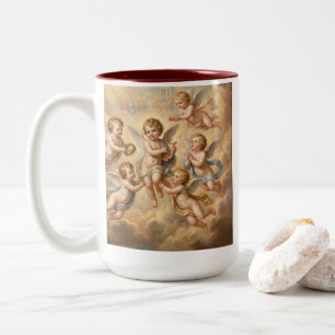 Christelijke engelen in de hemel tweekleurige koffiemok