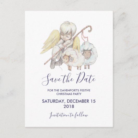 Christelijke engelenherder met schapen Save the Da Briefkaart (Voorkant)